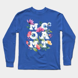 MOM CAT Letters with Flowers (Pink Background) Long Sleeve T-Shirt